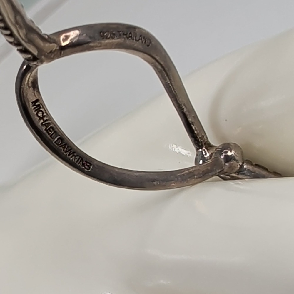 Michael Dawkins 925 Sterling Granulated Teardrop Hook Bangle Bracelet 6.5" - Picture 7 of 12
